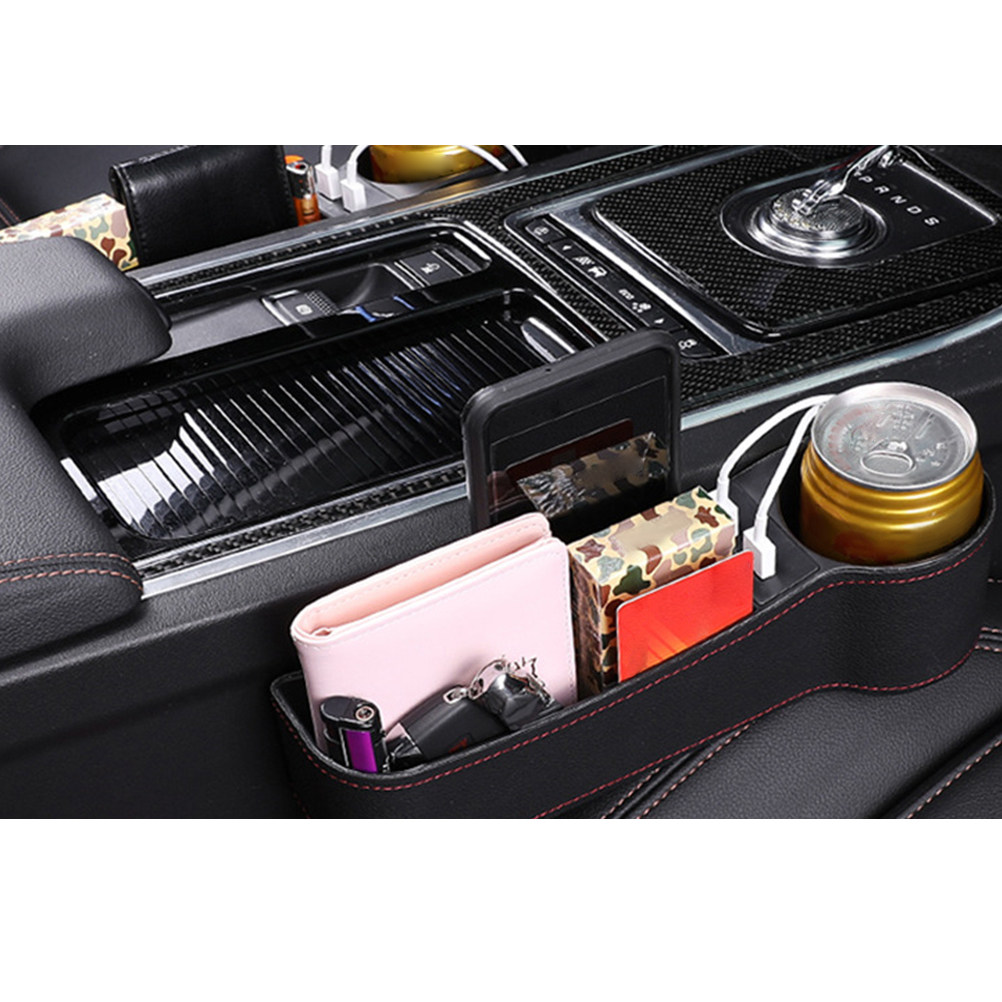 Seat Gap Filler Organizer With Usb Charger - Car Seat Gap Storage Box Black