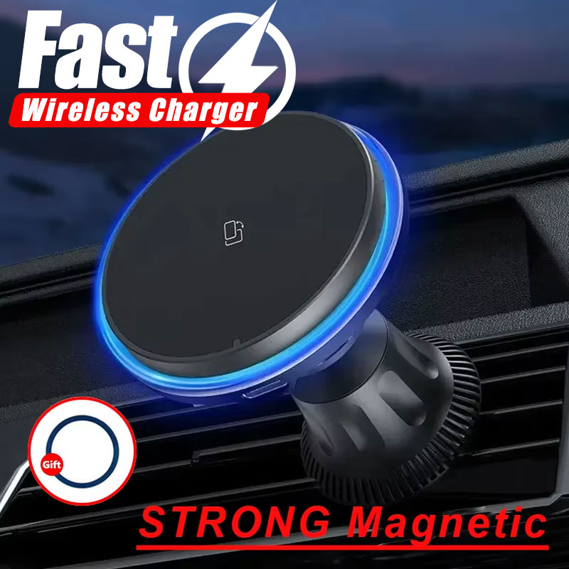 Wireless Car Charger Mount Fast Charging - LED/RGB Magnetic Car Wireless Charger For