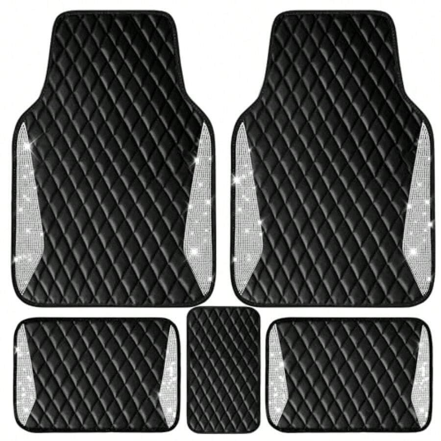 Car Floor Mats Universal Waterproof Leather - Leather Car Mats Shining Diamond Floor