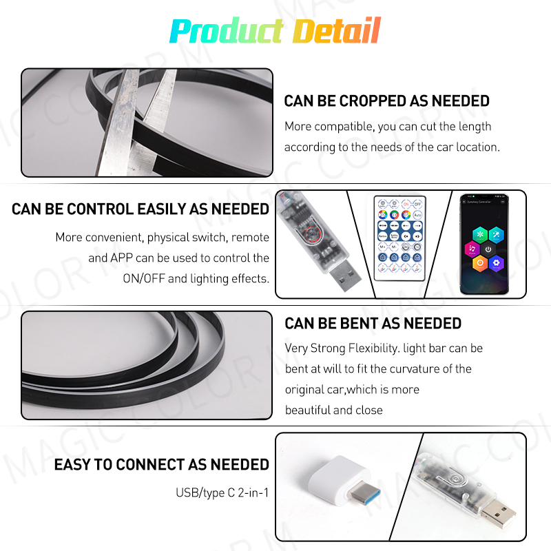Vegetting 140cm Car Ambient Li - Led Ambient Interior Car Lights App Control ulasan dan harga