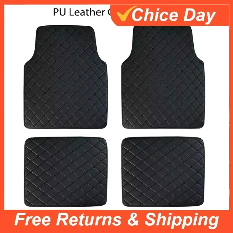 4PCS Universal PU Leather Car  - Car Floor Mats Universal Waterproof Leather ulasan dan harga