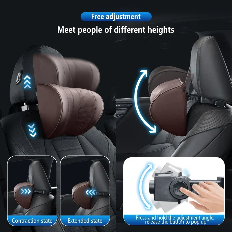 Leather Car Seat Headrest Cush - Memory Foam Car Neck Pillow Lumbar Support ulasan dan harga