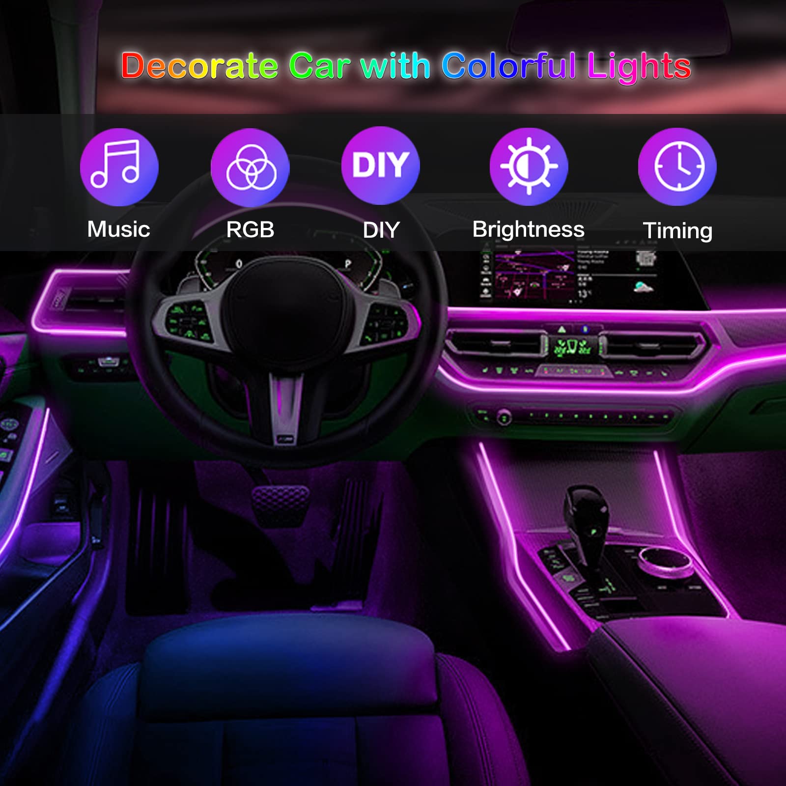 LED Car Interior Ambient Strip - Led Ambient Interior Car Lights App Control ulasan dan harga