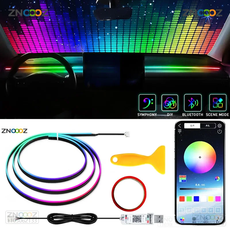ZNOOOZ 140cm Car Ambient Light - Led Ambient Interior Car Lights App Control ulasan dan harga