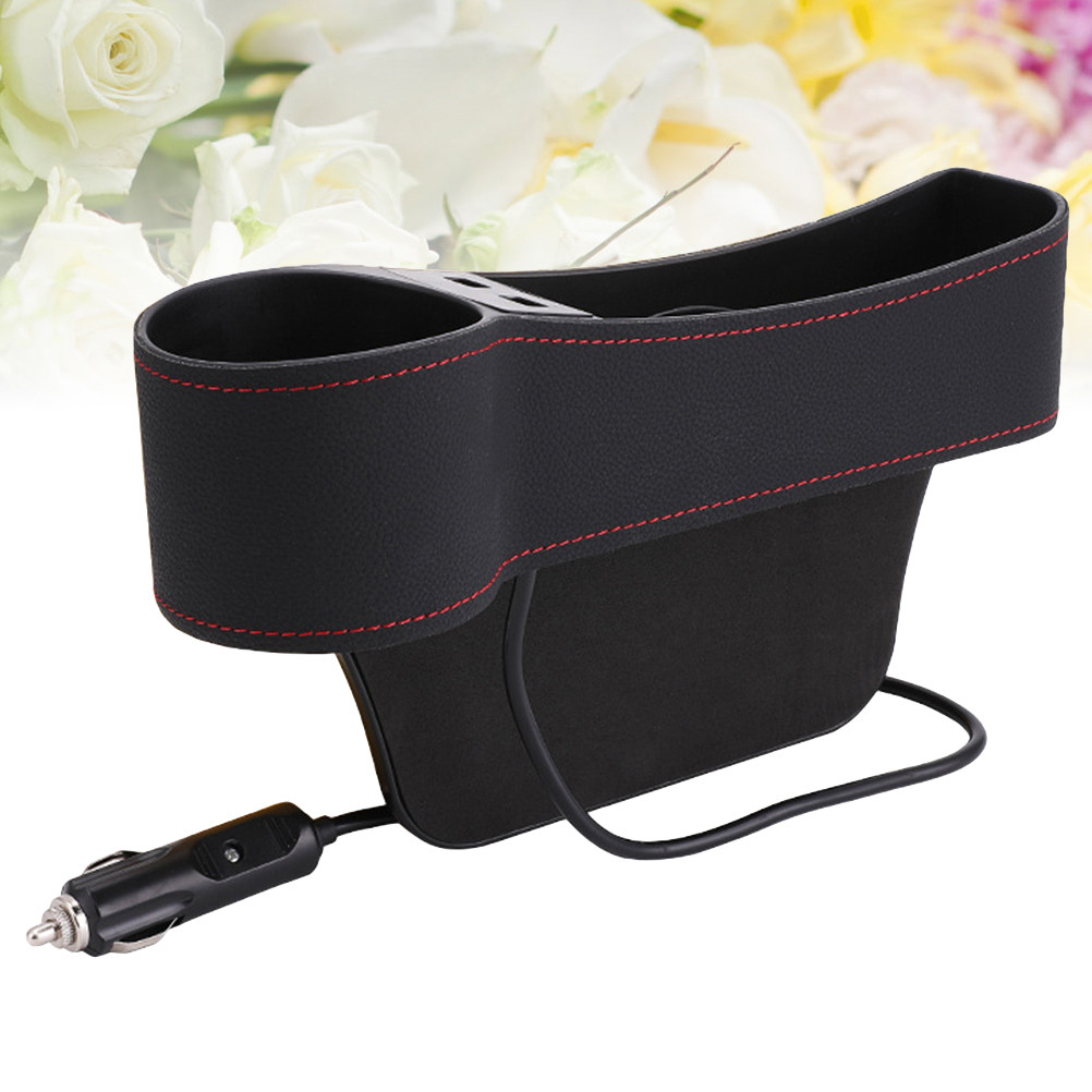 Car Seat Gap Storage Box Black - Seat Gap Filler Organizer With Usb Charger ulasan dan harga