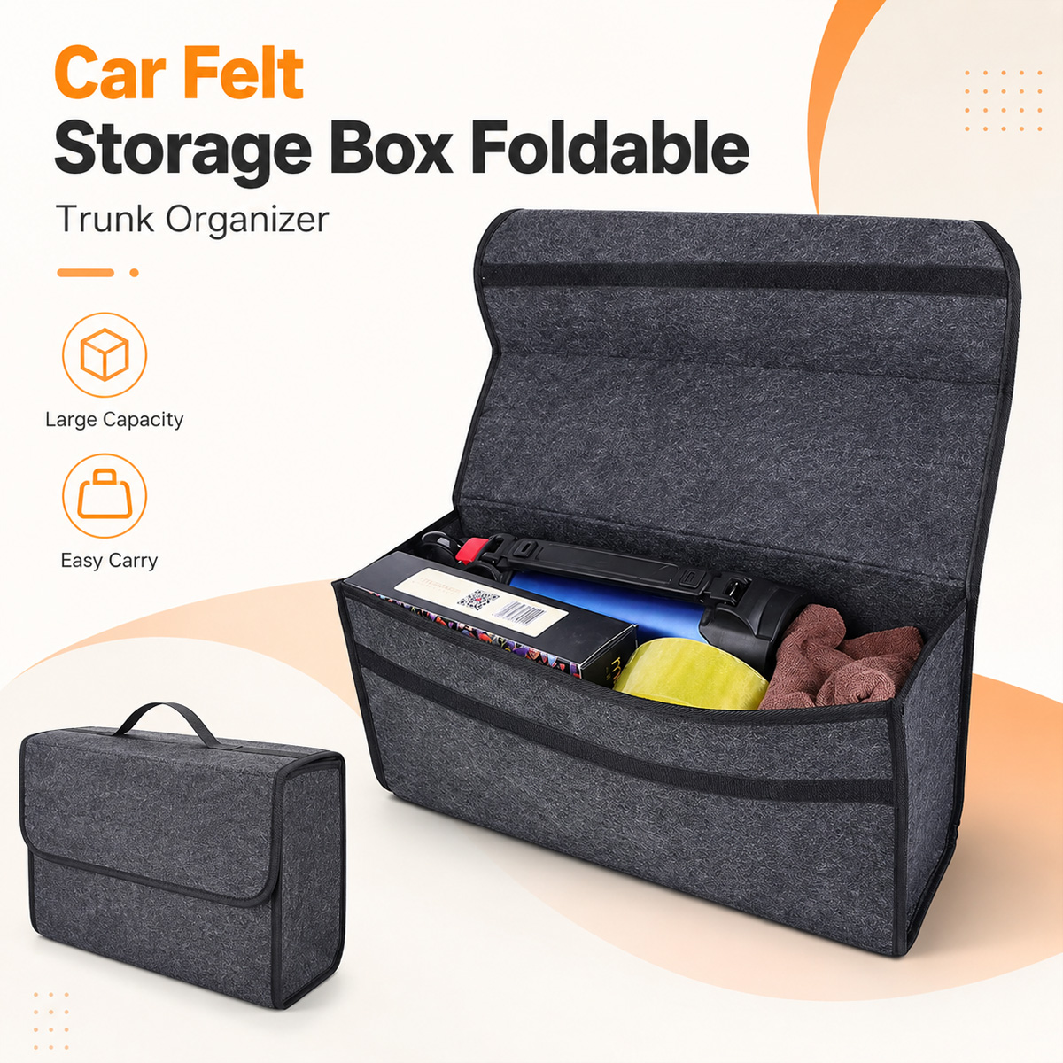 YONGRUN Foldable Felt Car Stor - Car Trunk Organizer Foldable Storage Box ulasan dan harga
