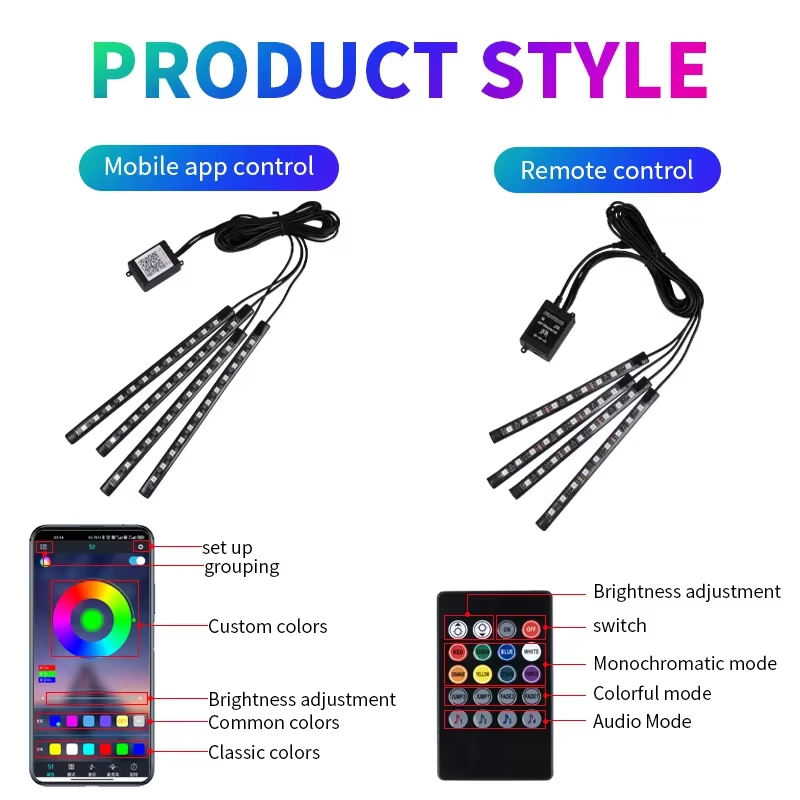 RGB Backlight Remote App Music - Led Ambient Interior Car Lights App Control ulasan dan harga