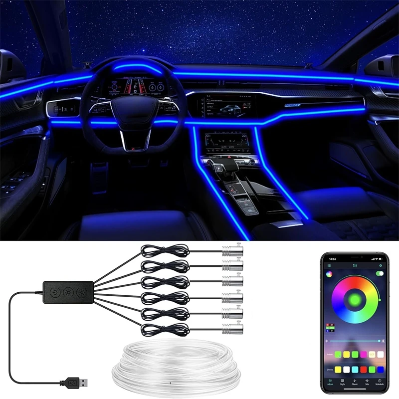Flexible EL Wire Lights With A - Led Ambient Interior Car Lights App Control ulasan dan harga