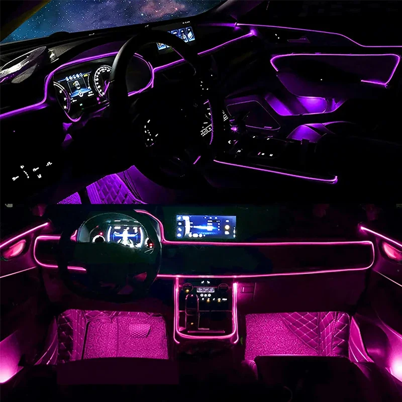 Flexible EL Wire Lights With A - Led Ambient Interior Car Lights App Control ulasan dan harga