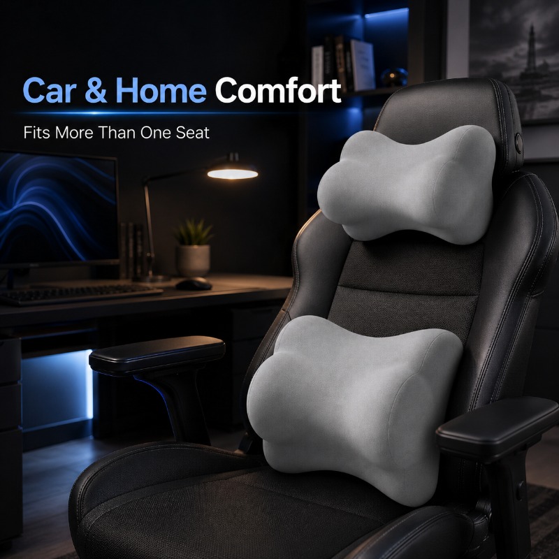 Universal Car Headrest Neck Pi - Memory Foam Car Neck Pillow Lumbar Support ulasan dan harga
