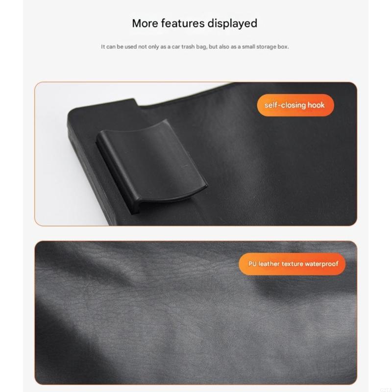 Car PU Leather Trash Bag Hangi - Waterproof Car Trash Can With Lid ulasan dan harga