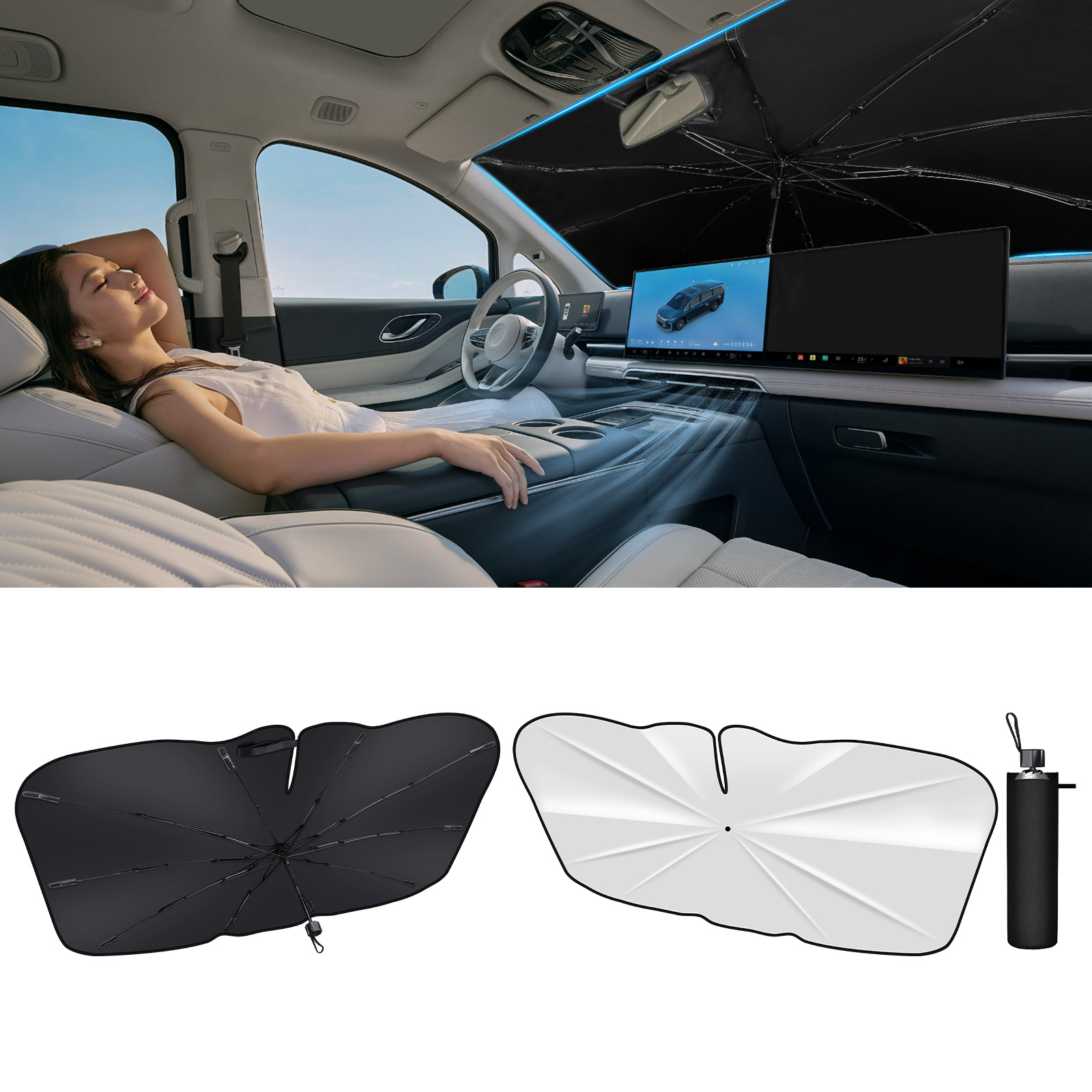 Pro Car Windshield Sun Shade U - Car Sunshade Windshield Umbrella Foldable ulasan dan harga