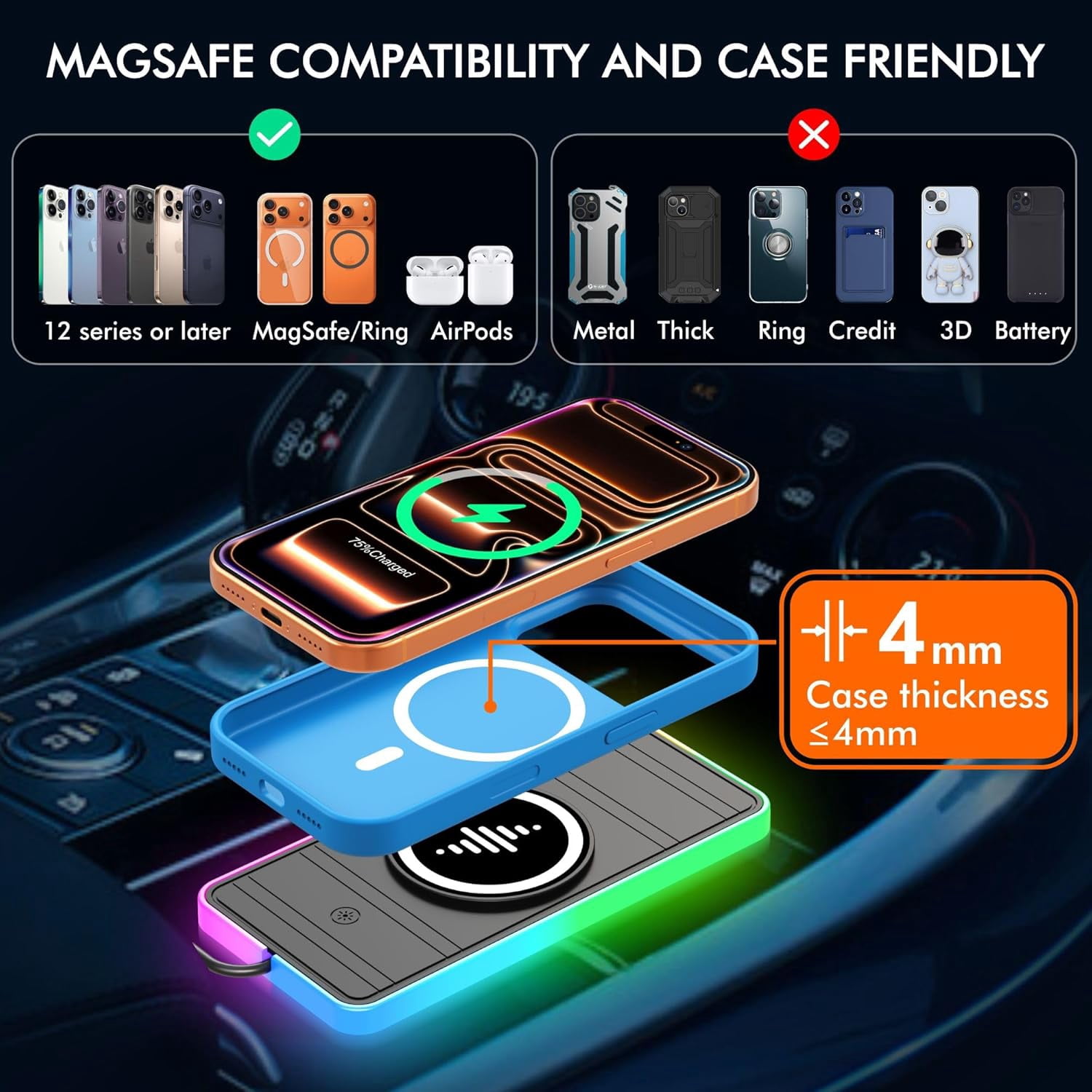 15W Magnetic Wireless Car Char - Wireless Car Charger Mount Fast Charging ulasan dan harga
