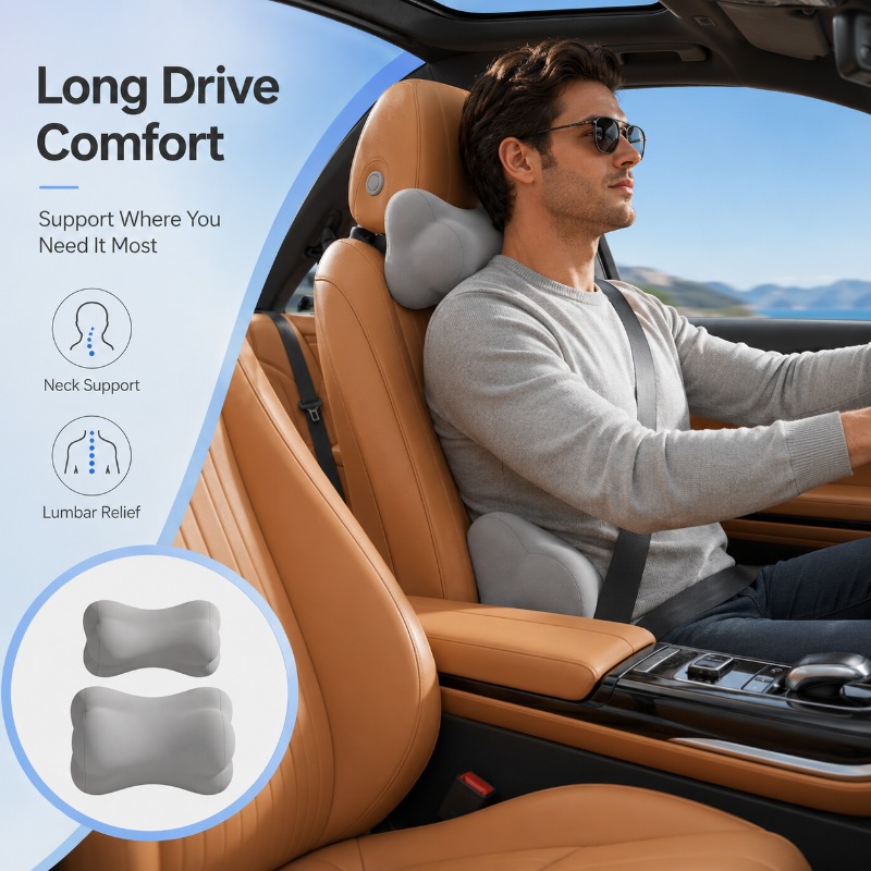 Memory Foam Car Headrest Pillo - Memory Foam Car Neck Pillow Lumbar Support ulasan dan harga