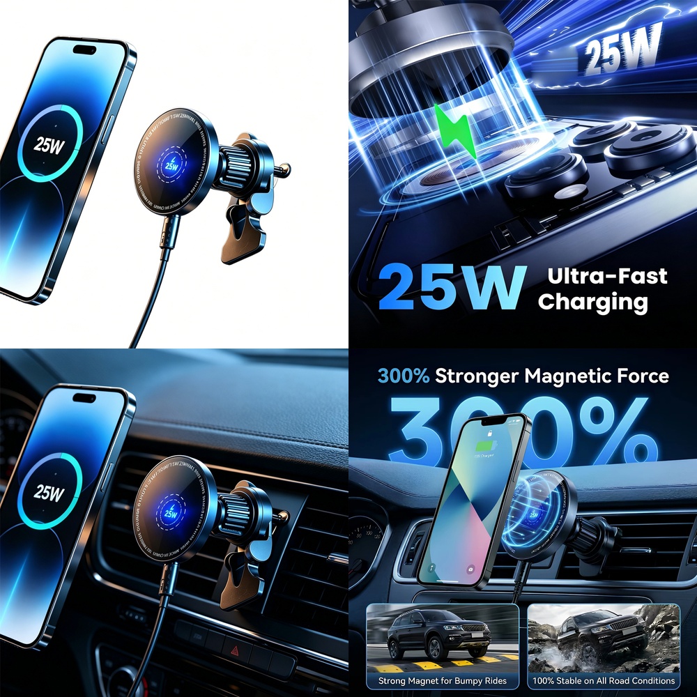 25W Super Fast Magnetic Wirele - Magnetic Phone Holder For Car Vent ulasan dan harga