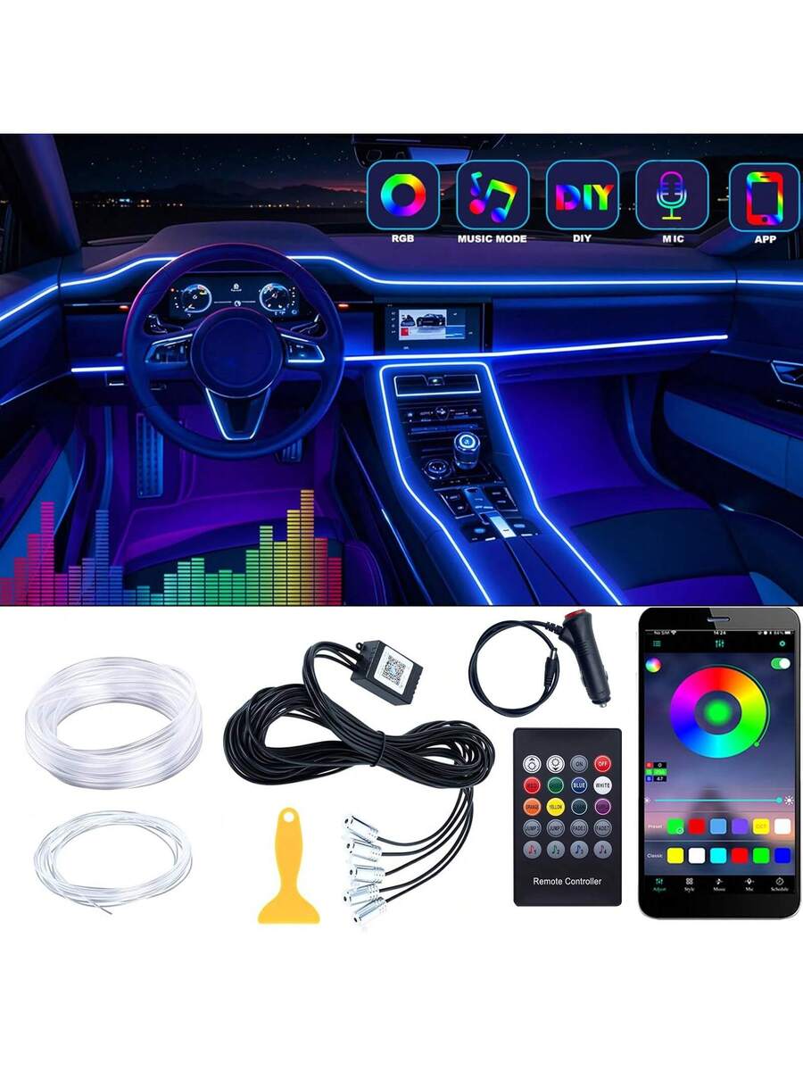 RGB 5-In-1 Ambient Lighting Ki - Led Ambient Interior Car Lights App Control ulasan dan harga