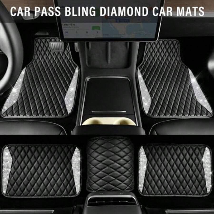 Leather Car Mats Shining Diamo - Car Floor Mats Universal Waterproof Leather ulasan dan harga